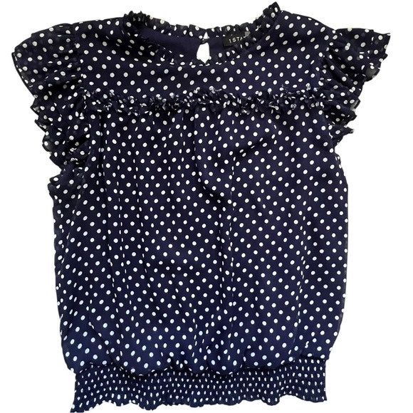1. State Navy and White Polka Dot Blouse NWOT XL - Picture 5 of 8